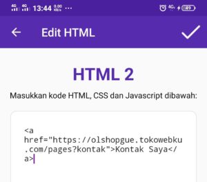 tampilan edit html menu